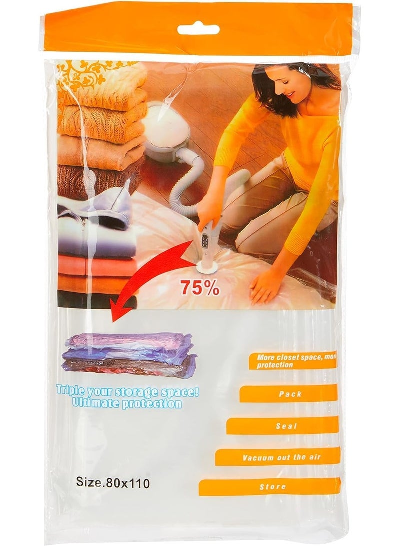 Vacuum Storage Large Rectangular Orange 80X110CM (75%) Space Saver Reusable Sealer Storage Bags for Clothing & Household Items - Image 1