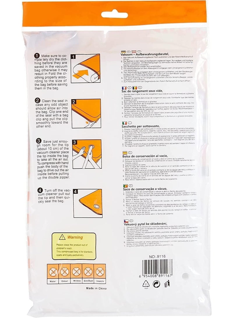 Vacuum Storage Large Rectangular Orange 80X110CM (75%) Space Saver Reusable Sealer Storage Bags for Clothing & Household Items - Image 2