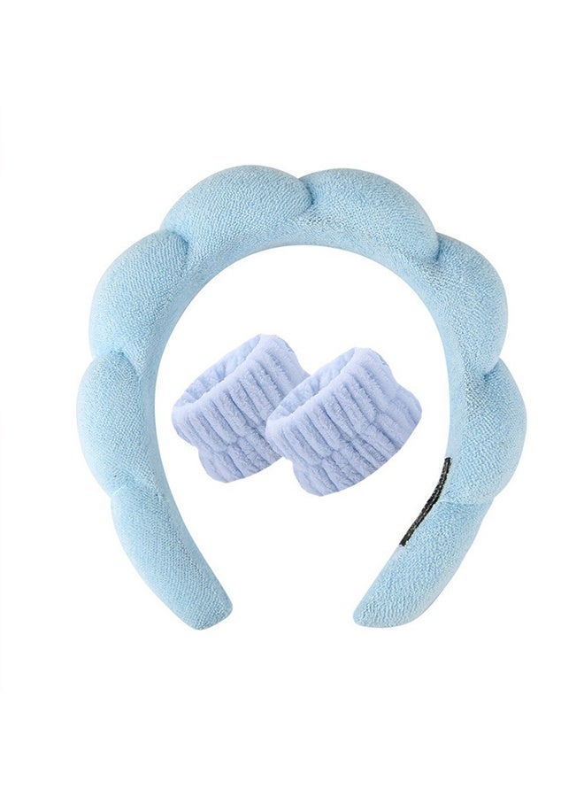 Spa Makeup Twisted Bubble Sponge Headbands, Cloth Fabric Puffy Head Wrap, Non Slip Hairband for Washing Face for Women