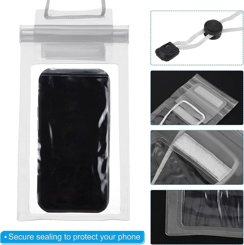 BeFall Waterproof Phone Pouch, rain Mobile Cover, Universal Waterproof Phone Case, Underwater Dry Bag for Mobile, Cash, documents, Water Proof Bag for Beach Boating Swimming Water Park (3White) - Image 2