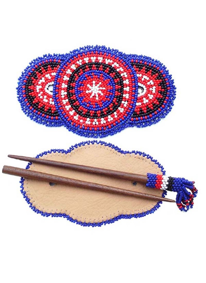 La vivia - Handmade Beaded Indian Hair BarretteNative American Style Seed Beaded Hair ClipBeaded Hair Band for Women Z40SB7 - Image 1