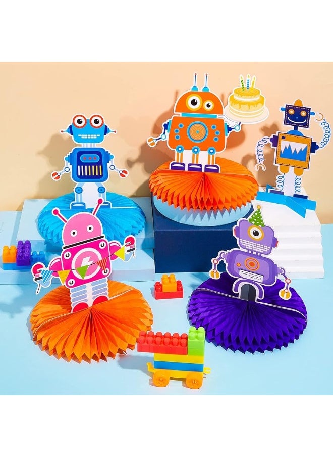 Containlol - 12 Pieces Robot Birthday Party Supplies Robot Party Honeycomb Centerpieces Robot Party Decorations Robot Party Table Topper for Baby Shower Decorations for Kids Birthday Party Supplies - Image 1