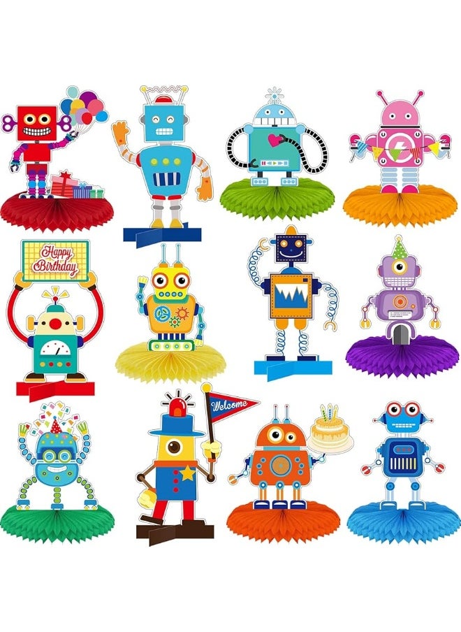 Containlol - 12 Pieces Robot Birthday Party Supplies Robot Party Honeycomb Centerpieces Robot Party Decorations Robot Party Table Topper for Baby Shower Decorations for Kids Birthday Party Supplies - Image 1