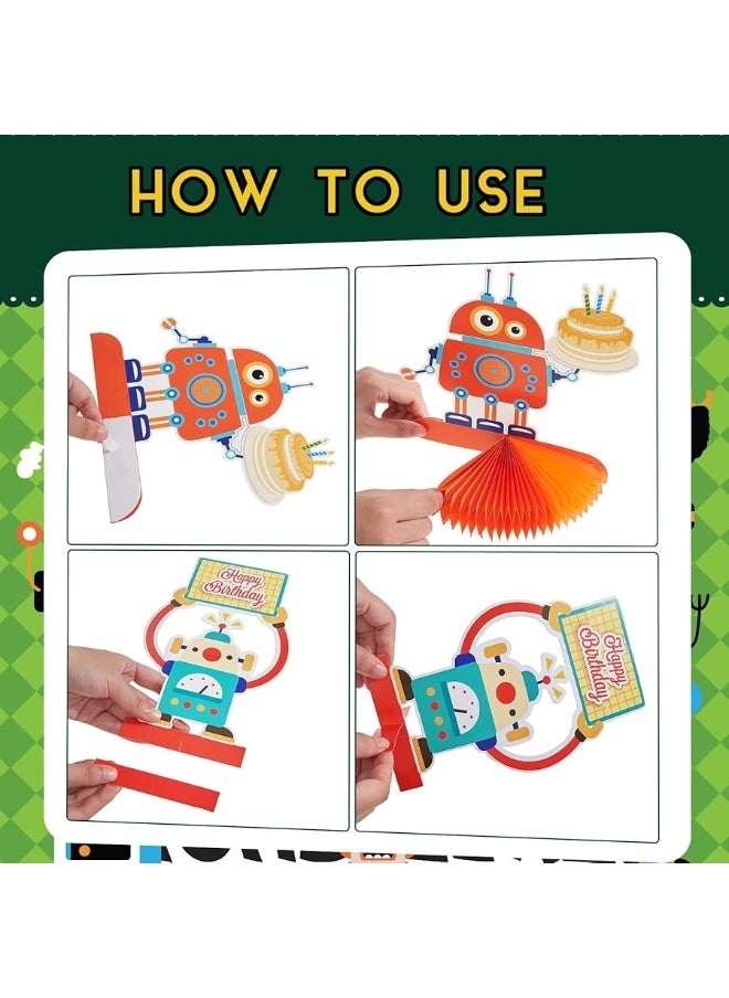 Containlol - 12 Pieces Robot Birthday Party Supplies Robot Party Honeycomb Centerpieces Robot Party Decorations Robot Party Table Topper for Baby Shower Decorations for Kids Birthday Party Supplies - Image 1