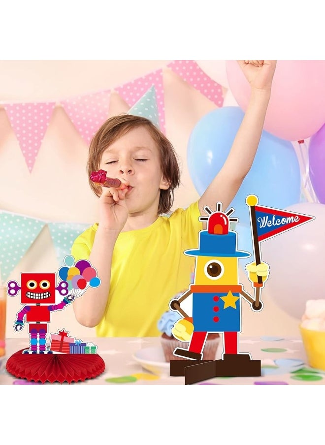 Containlol - 12 Pieces Robot Birthday Party Supplies Robot Party Honeycomb Centerpieces Robot Party Decorations Robot Party Table Topper for Baby Shower Decorations for Kids Birthday Party Supplies - Image 1