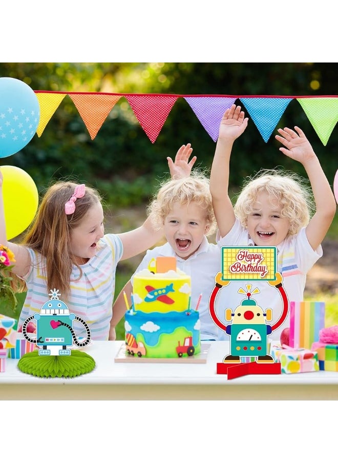 Containlol - 12 Pieces Robot Birthday Party Supplies Robot Party Honeycomb Centerpieces Robot Party Decorations Robot Party Table Topper for Baby Shower Decorations for Kids Birthday Party Supplies - Image 1