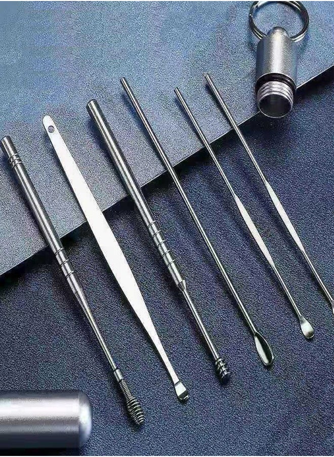 KLNAMAEAAN - 6 Piece Multifunction Professional Massage Spiral Reusable with Storage Case Ear Canal Cleaner - Image 1