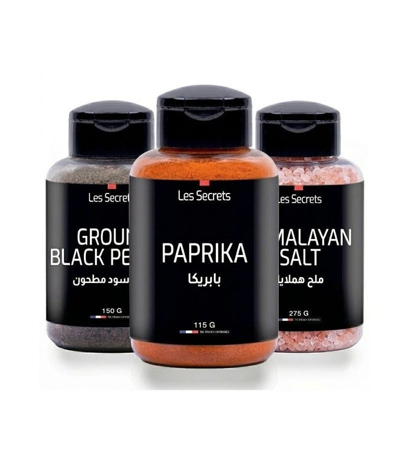 Ground Black Pepper 150 gm - Paprika 115 gm - Himalayan Salt 275 gm Bundle