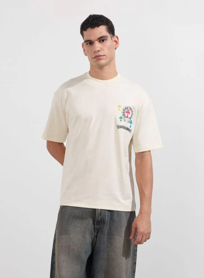 شركة المرآب الهندية Men Relaxed Fit Graphic Printed Crew Neck Half Sleeves T-Shirt