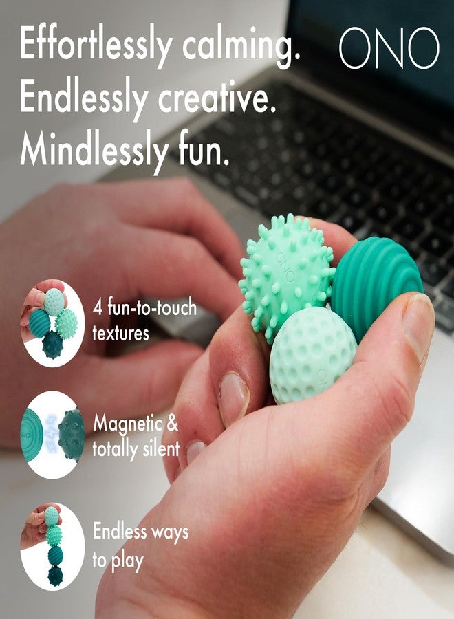ONO Signets - Silicone Magnetic Balls with Textured Dimples, Bumps, and Waves | Fun to Play with Fidget Toy for Adults | Help Relieve Stress, Anxiety, Tension (Turquoise, Set of 8) - Image 2