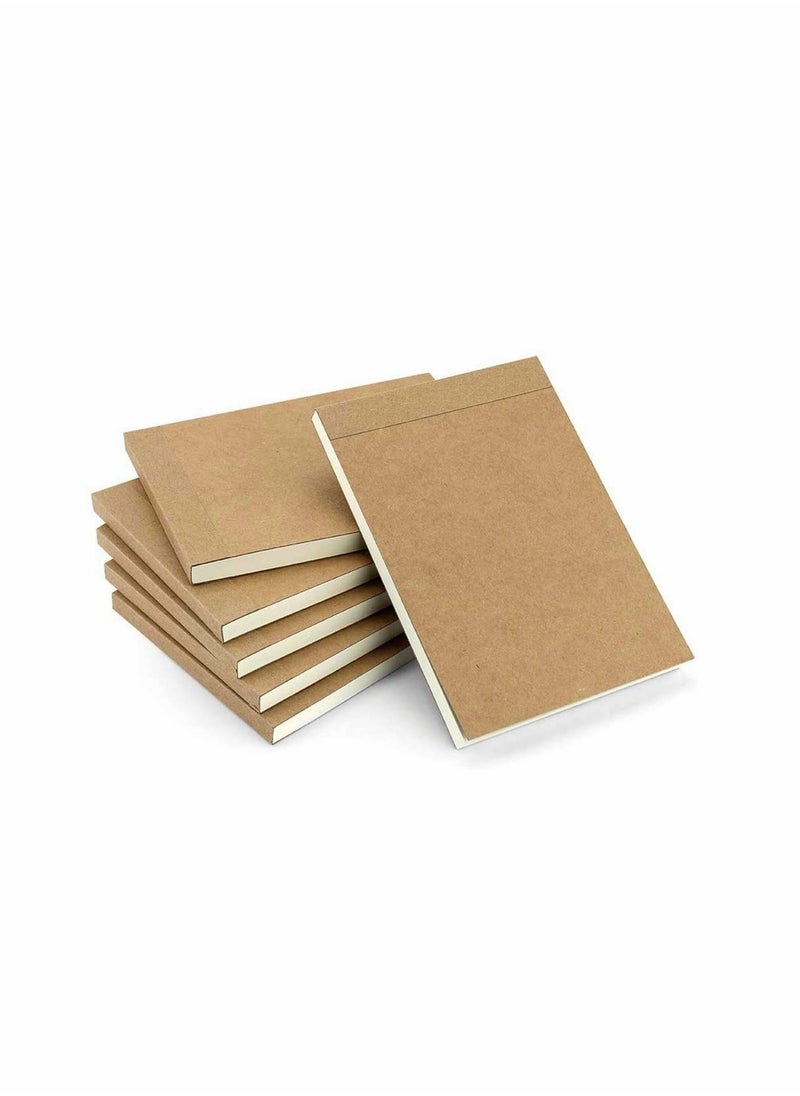 KASTWAVE - Small A6 Spiral Notepad 6 Set, Kraft Cover Blank Page (60 Sheets) Sketchbook Sketchpad, Classic Pocket Note Book Drawing Block Reporters Notepad, Good for memos, Painting and Graffiti - Image 1