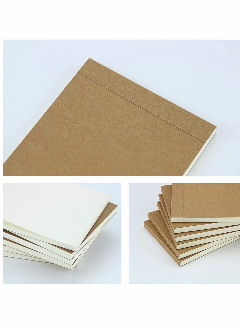 KASTWAVE - Small A6 Spiral Notepad 6 Set, Kraft Cover Blank Page (60 Sheets) Sketchbook Sketchpad, Classic Pocket Note Book Drawing Block Reporters Notepad, Good for memos, Painting and Graffiti - Image 1