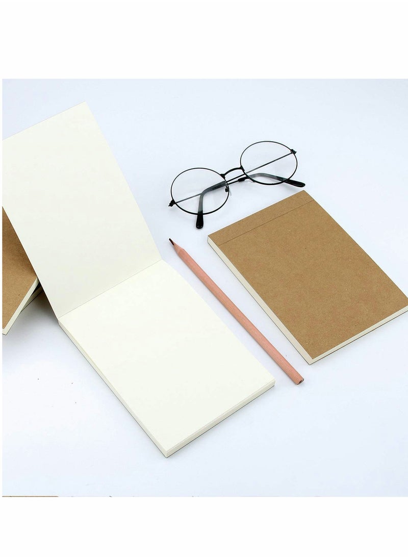 KASTWAVE - Small A6 Spiral Notepad 6 Set, Kraft Cover Blank Page (60 Sheets) Sketchbook Sketchpad, Classic Pocket Note Book Drawing Block Reporters Notepad, Good for memos, Painting and Graffiti - Image 1