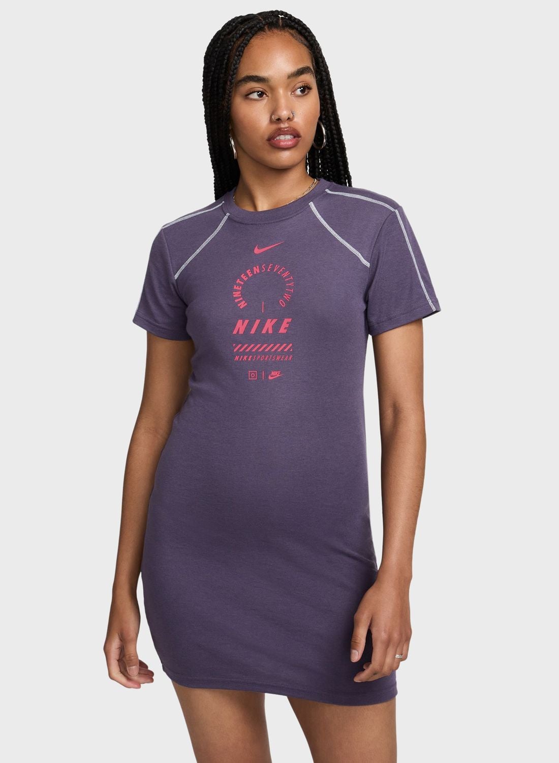 purple nike t shirt dress