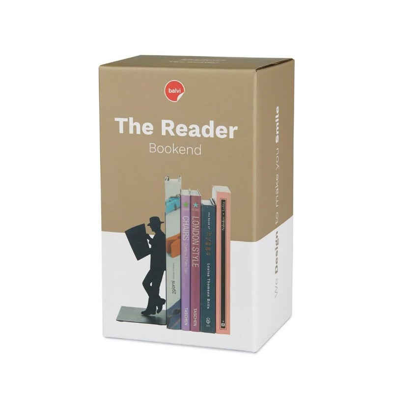 Balvi 'The Reader' Bookend â€“ Decorative Metal Book Holder for Shelves â€“ Modern Black Design â€“ Ideal for Home and Office DÃ©cor for Book Lovers â€“ Sujetalibros - Image 3
