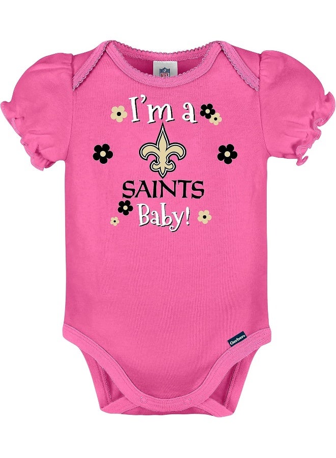 Gerber NFL Baby Girls 3 Pack Short Sleeve Bodysuit  - Image 2