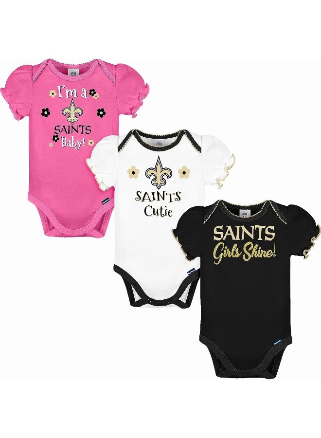 Gerber NFL Baby Girls 3 Pack Short Sleeve Bodysuit  - Image 1