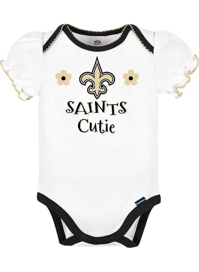 Gerber NFL Baby Girls 3 Pack Short Sleeve Bodysuit  - Image 4