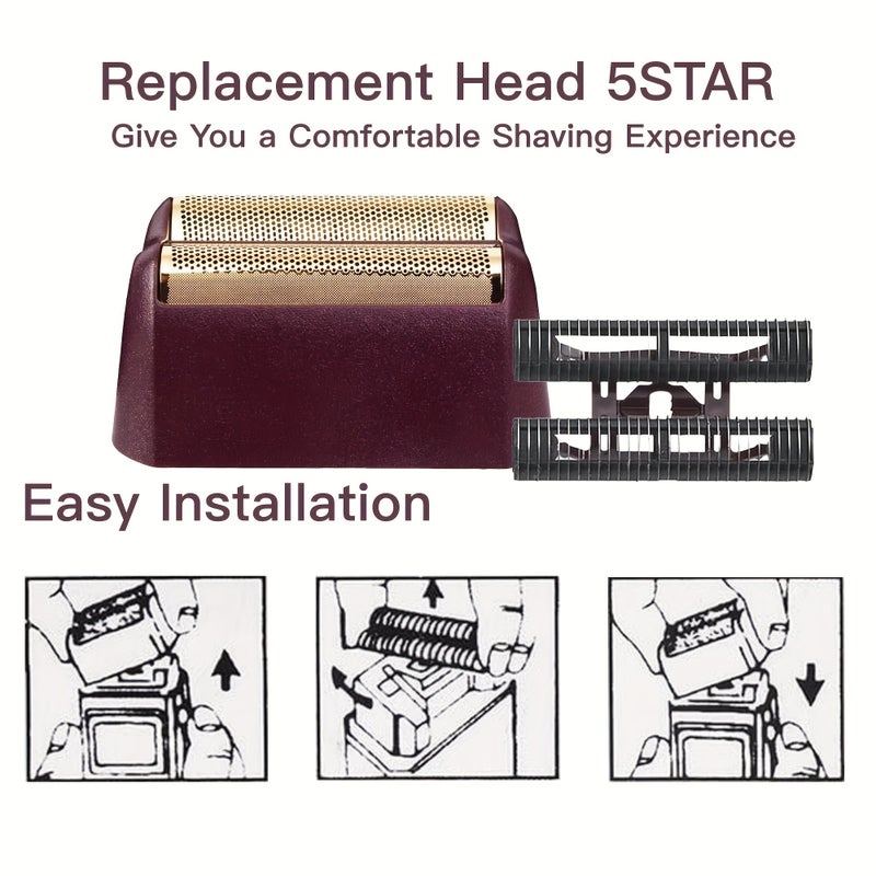 Professional 5 Star Series Foil Head With Super Close Shave And Cutter Bar Assembly Replacement Compatible With Shaver Models 7043 100 And 7031 100 For Mustache And Goatee Grooming Red - Image 3