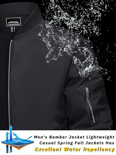 TACVASEN Bomber Jacket Men Black Jacket Men Jackets Casual Stylish Lightweight Mens Bomber Jackets Lightweight Windbreaker Jacket Men's Jacket - Image 2