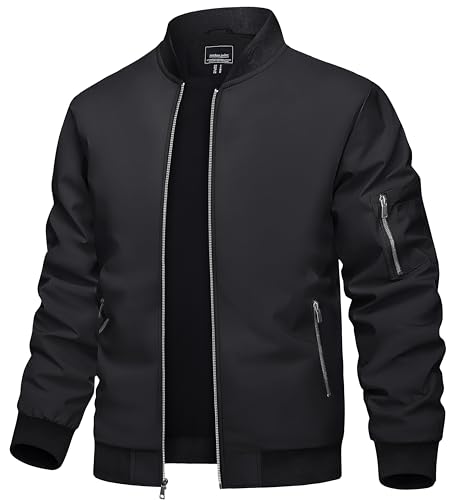 TACVASEN Bomber Jacket Men Black Jacket Men Jackets Casual Stylish Lightweight Mens Bomber Jackets Lightweight Windbreaker Jacket Men's Jacket - Image 1