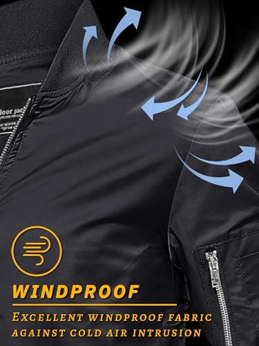 TACVASEN Bomber Jacket Men Black Jacket Men Jackets Casual Stylish Lightweight Mens Bomber Jackets Lightweight Windbreaker Jacket Men's Jacket - Image 3