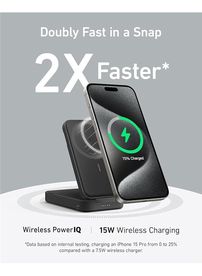 Generic - Maggo Power Bank Qi2 Certified 15W Ultra Fast Magsafe Compatible Portable Charger 6 600Mah Battery Pack With Adjustable And Foldable Stand For Iphone 16 15 14 Series Only Usb C Cable Include - Image 1