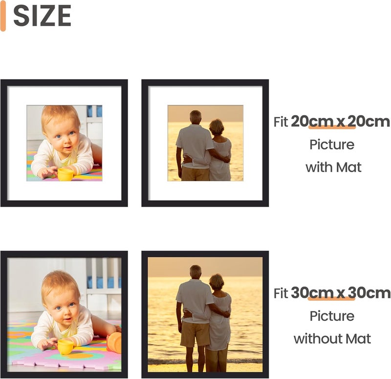 upsimples 30x30 Picture Frame, 3 Pack Black Photo Frame, Wall Hanging Picture 30x30 Frames - Image 2