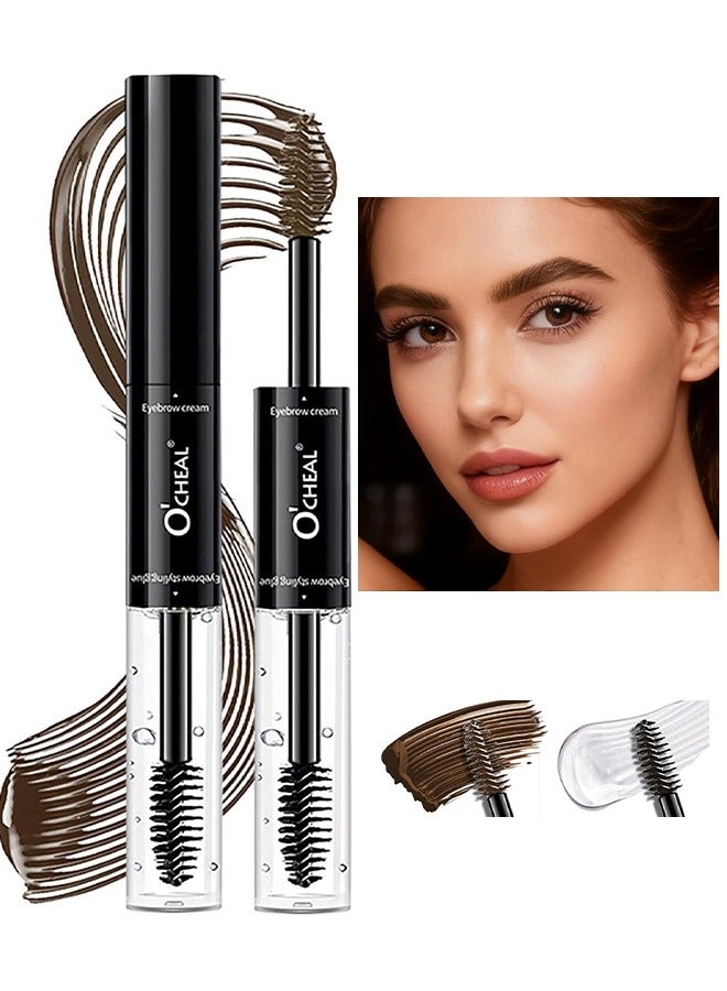 OCHEAL Double Head Styling Stereo Plastic EyeBrow，Waterproof, SmudgeProof Brow Glue with Brush, Quick-Drying, 24HR Brows Makeup for Natural Full Brows, 3D Eyebrow Mascara for Women #02 Dark Brown - Image 1