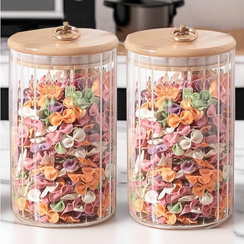 UMAI Borosilicate Glass Jar with Bamboo Lid | Kitchen Organizer Items and Storage | Multi-utility, Leakproof, Airtight Storage Jar for Cookies, Snacks, Tea, Coffee, Sugar | Set of 2 (820ml) - Image 1