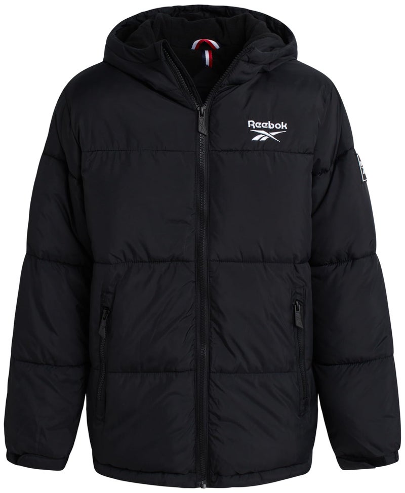 Reebok Boys Puffer Jacket - Heavyweight Water & Wind Resistant Quilted Boys Winter Coat - Fleece Insulated Kids Winter Jacket, Size 8, Black - Image 1