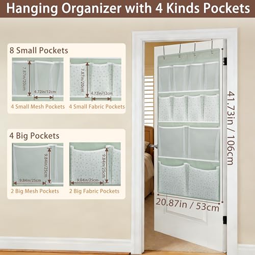 KANCNT 2 Pack 12 Pocket Over Door Hanging Storage Organizer with 4 Kinds PouchBack of Closet Hanging Shelf Storage Organization for SockHatUnderwearBehind Door Caddy in BedroomBathroomEntranceDormRV - Image 3