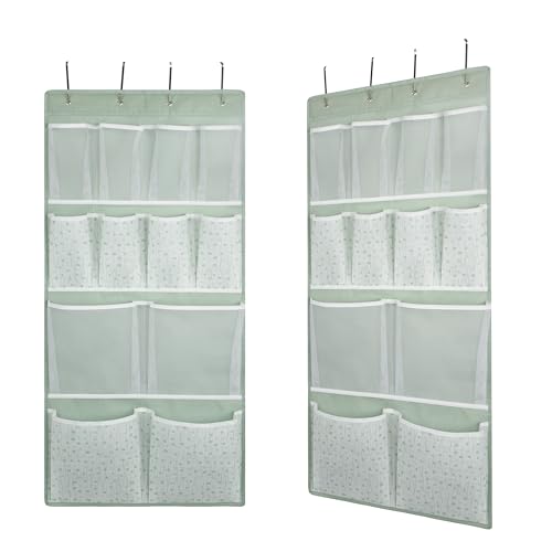KANCNT 2 Pack 12 Pocket Over Door Hanging Storage Organizer with 4 Kinds PouchBack of Closet Hanging Shelf Storage Organization for SockHatUnderwearBehind Door Caddy in BedroomBathroomEntranceDormRV - Image 1