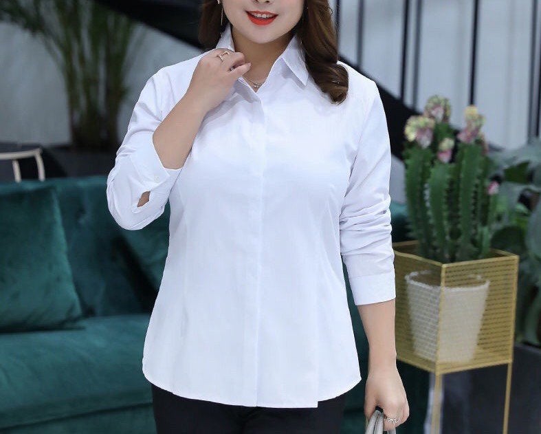 Large size short-sleeved white shirt, women's fat mm 100 kg, fattened and enlarged, professional work clothes shirt, formal loose top - Image 2