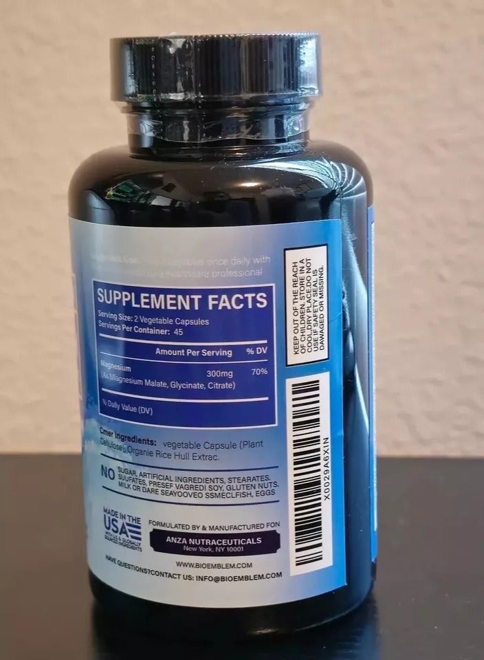 BioEmblem Triple Complex Magnesium 300mg 90 Veggie Caps - Image 2