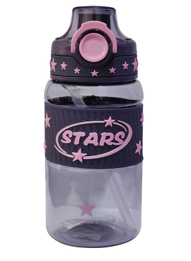 Stars 600ml Healthy Kids Water Bottle Acrylic Children's Cup Portable Kids Water Bottle, Fashion Design Large Capacity BPA Free Water Bottle for School, Shopping, Sports, Travel  - Image 1