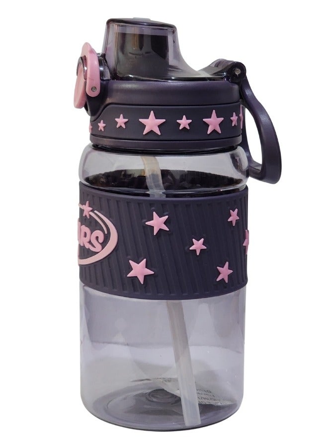 Stars 600ml Healthy Kids Water Bottle Acrylic Children's Cup Portable Kids Water Bottle, Fashion Design Large Capacity BPA Free Water Bottle for School, Shopping, Sports, Travel  - Image 2