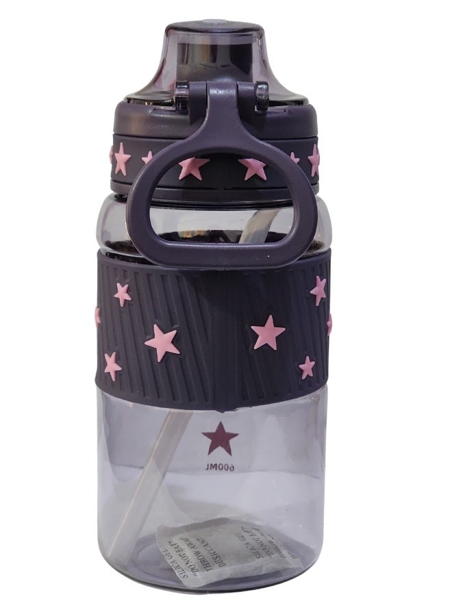 Stars 600ml Healthy Kids Water Bottle Acrylic Children's Cup Portable Kids Water Bottle, Fashion Design Large Capacity BPA Free Water Bottle for School, Shopping, Sports, Travel  - Image 4