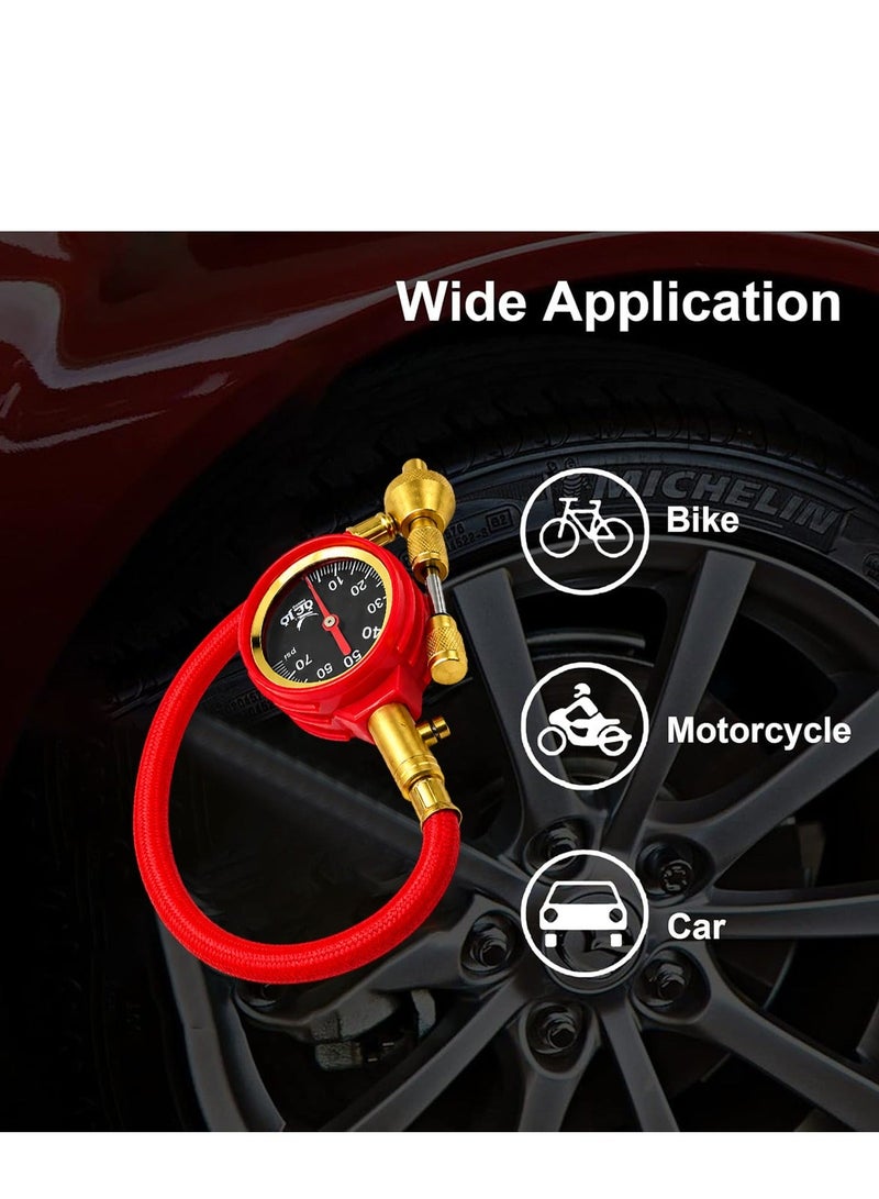 Heavy Duty Tire Deflator with Pressure Gauge, Brass Air Down Tool for Car SUV Truck Motorcycle ATV UTV Bicycle, Quick Release Tire Pressure Deflator, Analog PSI Gauge, Off Road Tire Pressure Adjustment Tool, 30cm Hose Kit ERPC42970 - Image 3