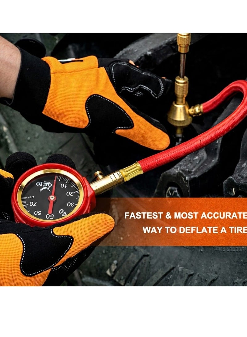Heavy Duty Tire Deflator with Pressure Gauge, Brass Air Down Tool for Car SUV Truck Motorcycle ATV UTV Bicycle, Quick Release Tire Pressure Deflator, Analog PSI Gauge, Off Road Tire Pressure Adjustment Tool, 30cm Hose Kit ERPC42970 - Image 4