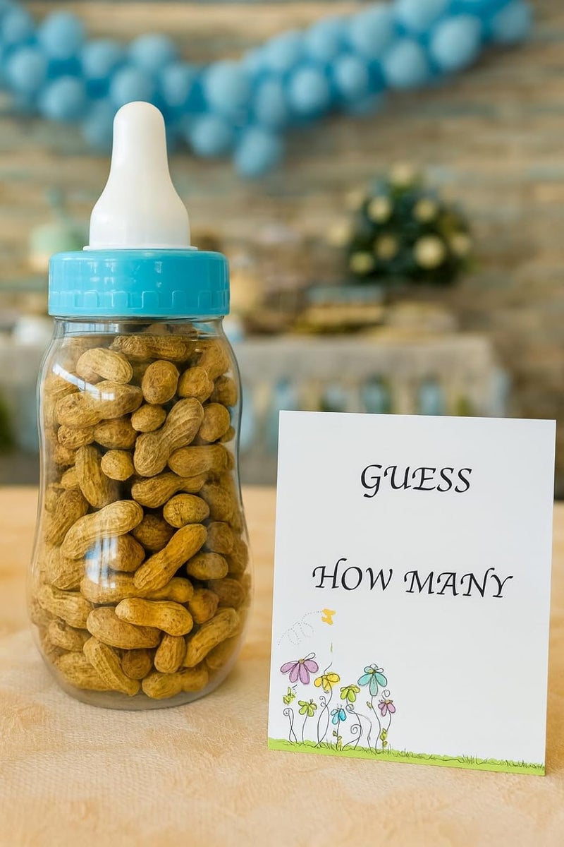 AVELLIM Plastic Baby Bottle 11" Jumbo Blue - Large Fillable Baby Shower Decoration, Gender Reveal Centerpiece, Guess How Many Game, Party Favor Holder for Candy, Trinkets, Gifts, Treats (Filled with Favors) - Image 3