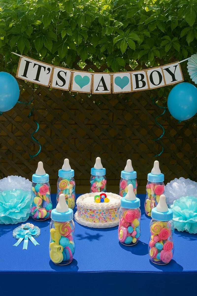 AVELLIM Plastic Baby Bottle 11" Jumbo Blue - Large Fillable Baby Shower Decoration, Gender Reveal Centerpiece, Guess How Many Game, Party Favor Holder for Candy, Trinkets, Gifts, Treats (Filled with Favors) - Image 5
