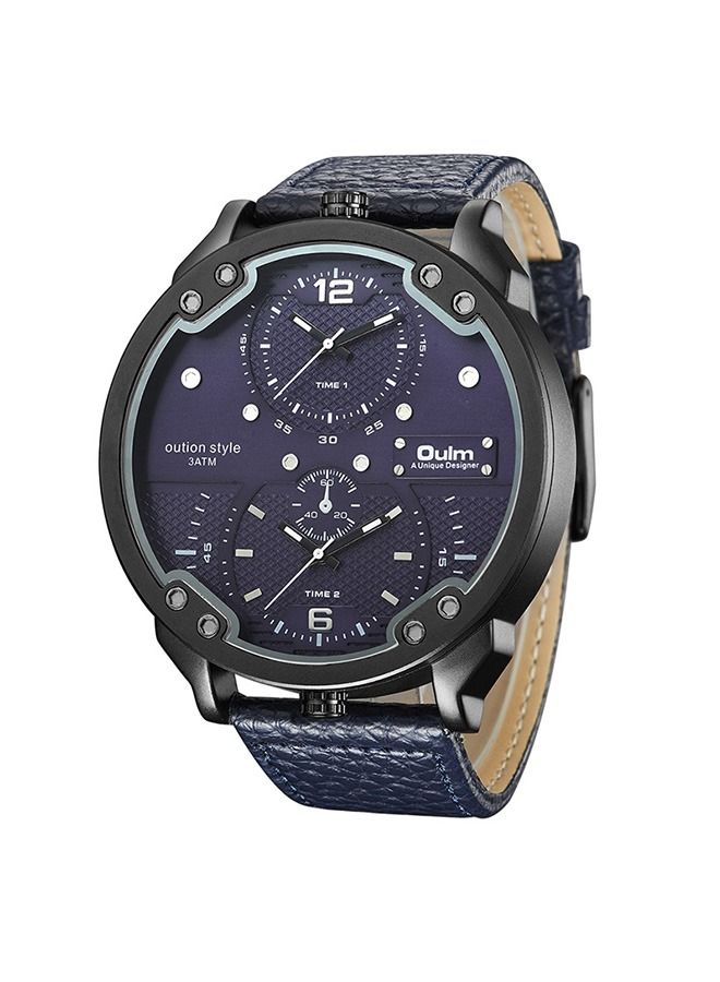 OULM Men's Multi Time Zone Large Dial Quartz Watch - Image 1