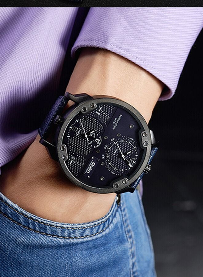 OULM Men's Multi Time Zone Large Dial Quartz Watch - Image 3