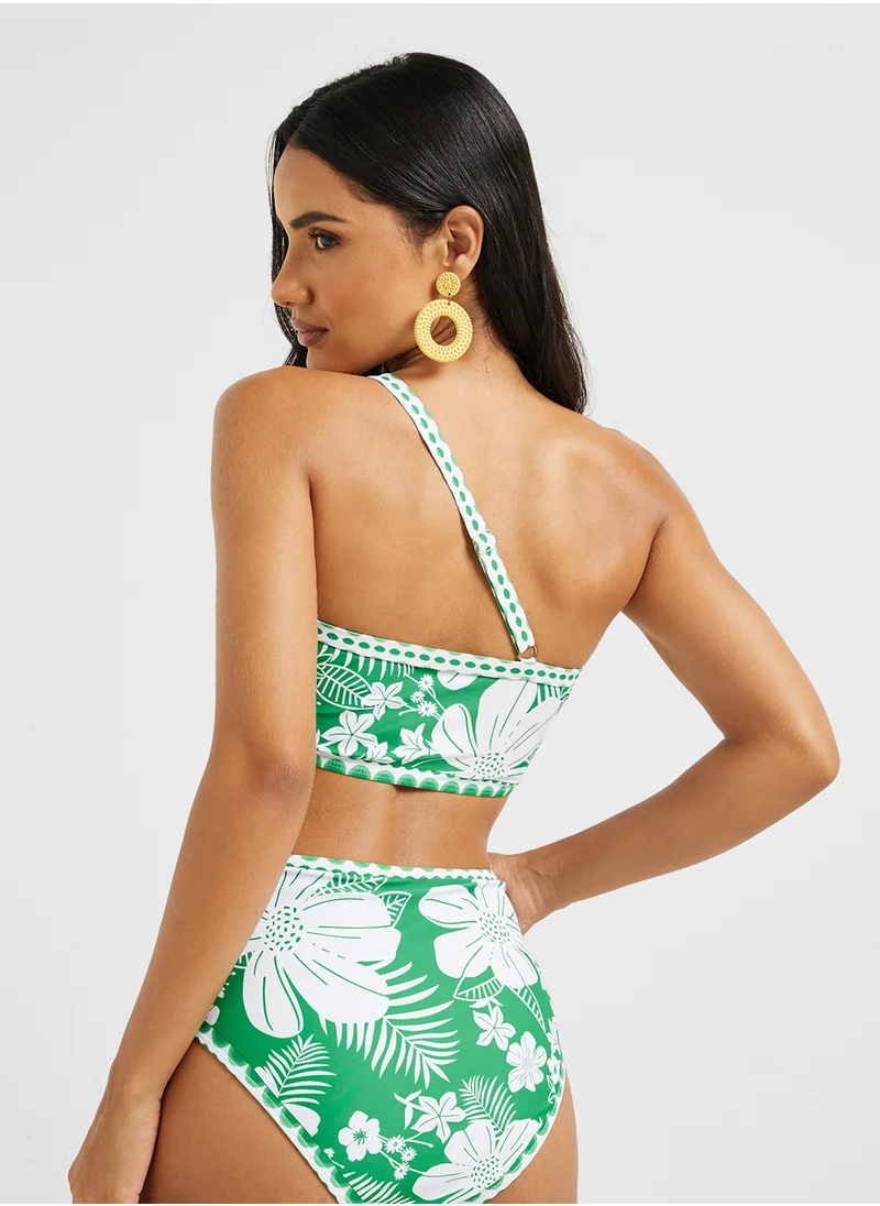 ELLA One Shoulder Floral Print Bikini Set With Beach Skirt