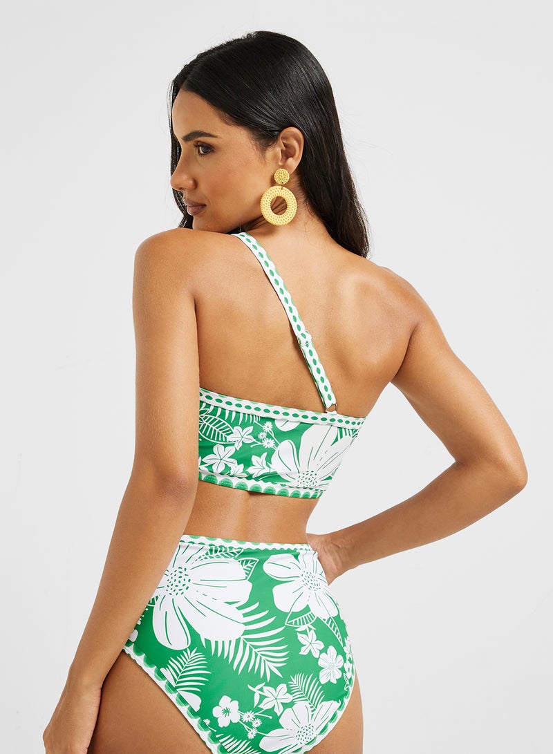 ايلا طقم بيكيني بكتف واحد بطبعة زهور مع تنورة شاطئ - Image 2