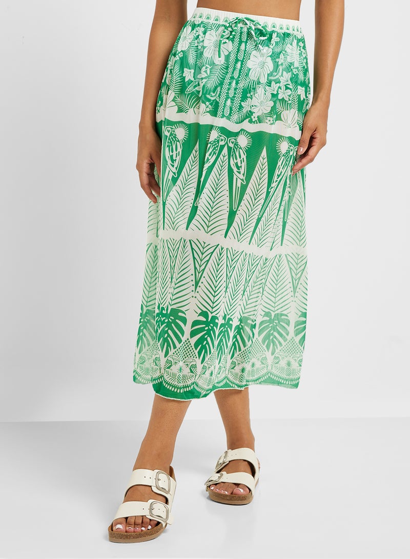 ايلا طقم بيكيني بكتف واحد بطبعة زهور مع تنورة شاطئ - Image 5