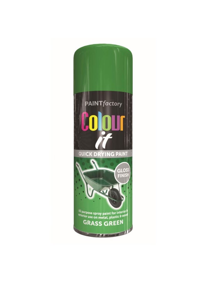 مصنع الطلاء دهان بخاخ لامع أخضر عشبي من باينت فاكتوري ٤٠٠مل - يجف بسرعة عالي الأداء، مناسب للاستخدام الداخلي والخارجي، للاستعمال على المعدن والبلاستيك والخشب. - Image 1