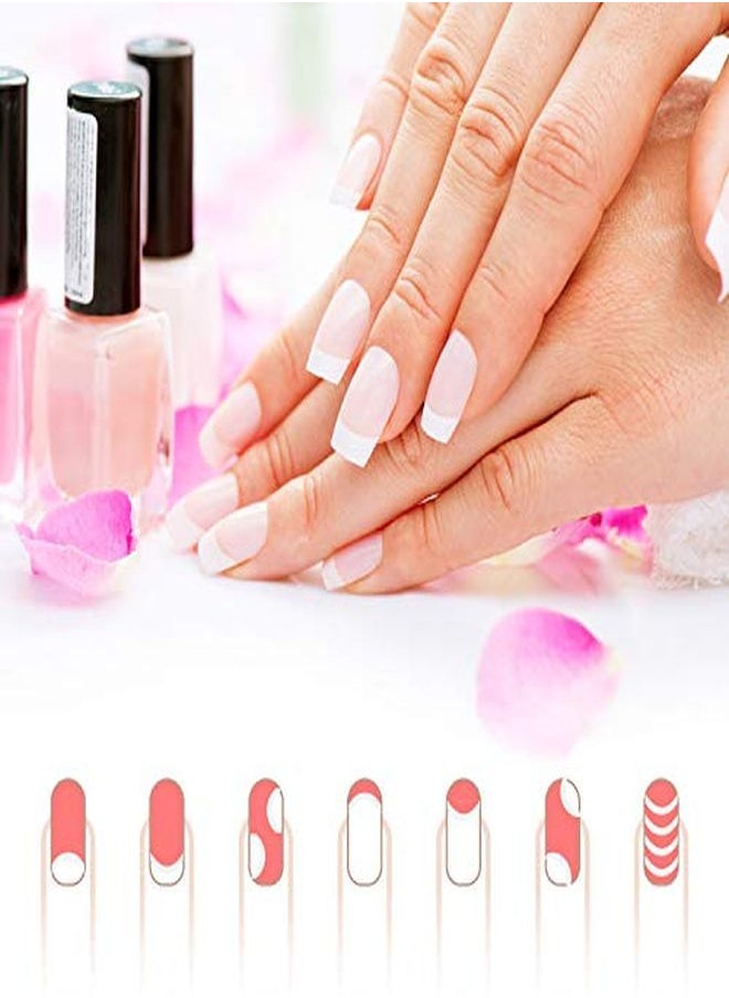 Blulu - 1200 Pieces French Manicure Nail Sticker SelfAdhesive French Nail Tip Guides Decals White HalfMoon Shaped Manicure Template Stickers For French Nail Art Design (25 Sheets) - Image 1