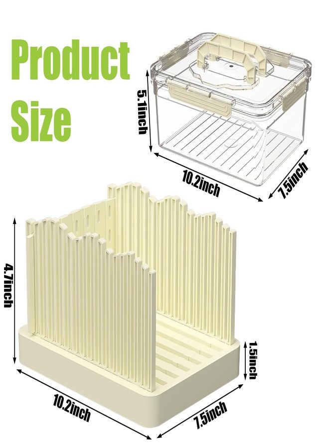 Sorgion 2-in-1 bread slicer and storage box with handle - plastic bread boxes for fresh keeping food storage containers with lids airtight for cake buns，Beige - Image 2